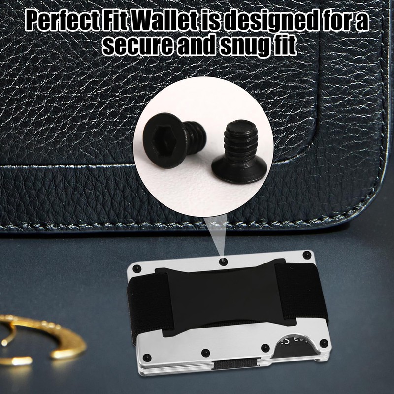 Wallet Elastic Band Replacement, Minimalist Wallet Repair Kit Including Screws