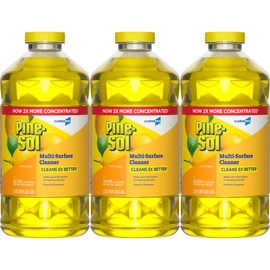 Pine-Sol Pine-Sol Multi-Surface Cleaner, CloroxPro, 2x Concentrated Formula, All-Purpose Cleaner, Lemon Fresh, 80 Fl Oz, Pack of 3