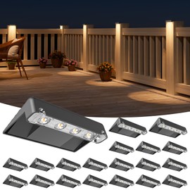 NIORSUN Solar Deck Lights Outdoor 20 Pack, IP65 Waterproof Large Size LED Stair Lights with Lenses, Auto ON Off Warm White Step Lights for Outside, Deck, Patio, Fence, Yard, Pathway and Railing Decor