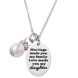 LParkin Gift for Daughter in Law Necklace Marriage Made You My Family Love Made You My Daughter Necklaces Stepdaughter Gifts