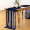 DeZerlor Navy Blue Cheesecloth Table Runner 4 Pack Boho Gauze