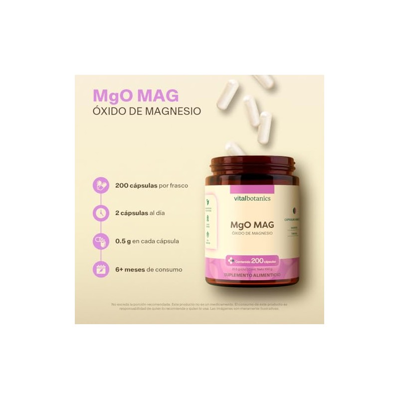 Óxido de Magnesio Suplemento Alimenticio VITAL BOTANICS