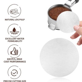 Tzstz 100 Pcs 53mm Coffee Paper Filter Disposable Coffee Filter Paper for 53mm Coffee Portafilters Compatible with most coffee machines