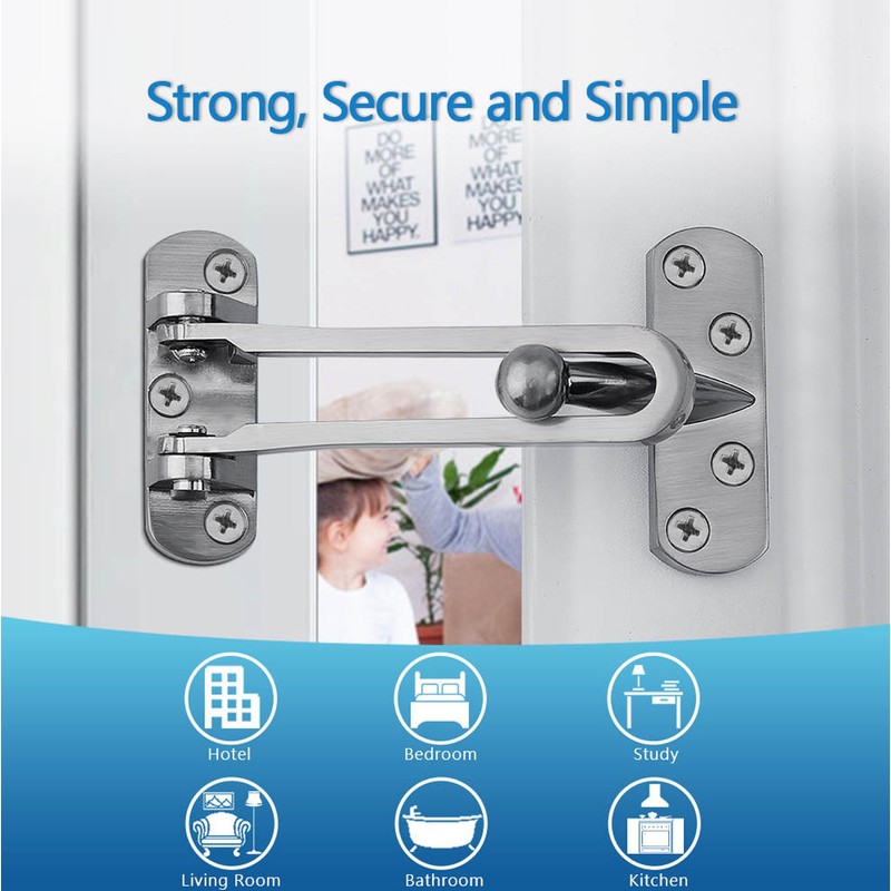 Hinged Bar Lock for Swing-in Doors, Door Latch Lock Chain