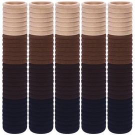 150 Pcs Elastic Hair Ties No Damage for Thick, Ponytail Holders, Elastics, Soft Pony Tails Hair Bands for Women, 4 Neutral Colors