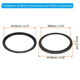 PATIKIL 95mm-105mm Metal Step Up Ring Camera Lens Filter Adapter Ring Aluminum Filter Adapter Ring for Camera Lens Hood Black