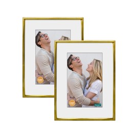 DECANIT 5x7 Picture Frame Metal,Thin Profile Photo Frame 5 by 7 Inch, Display for Wall Mounting or Tabletop Pack of 2,Gold