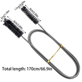 NIXRET Pipe Cleaning Brush with Double Head Flexible Stainless Steel for Pipe Cleaning as Pipe Brush and Hose Brush - Brush for Pipes Narrow Drain Hole Black