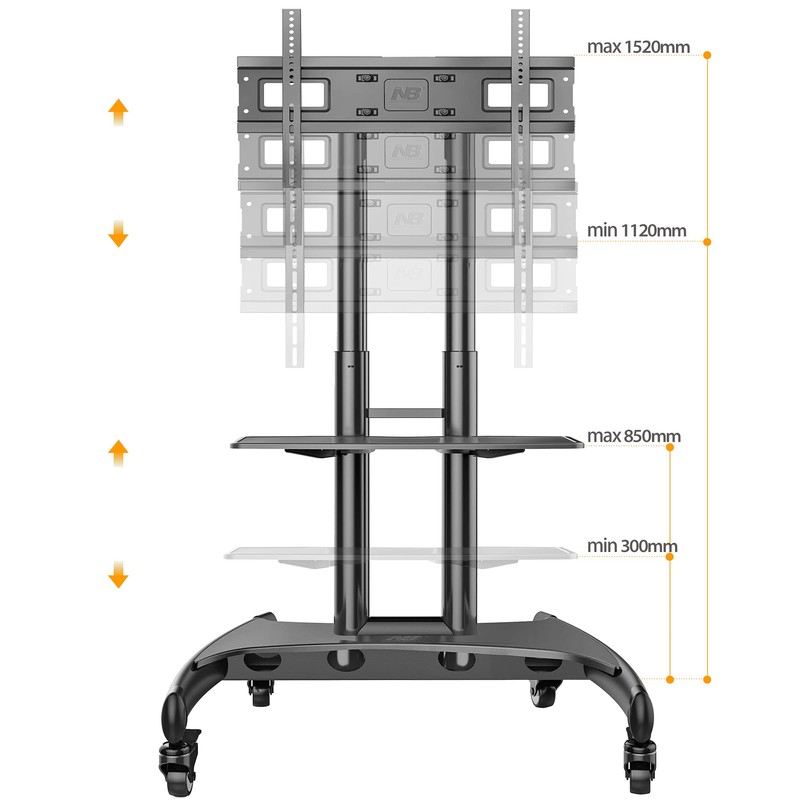 NB Mobile TV Cart, UL Listed, Rolling TV Stand with