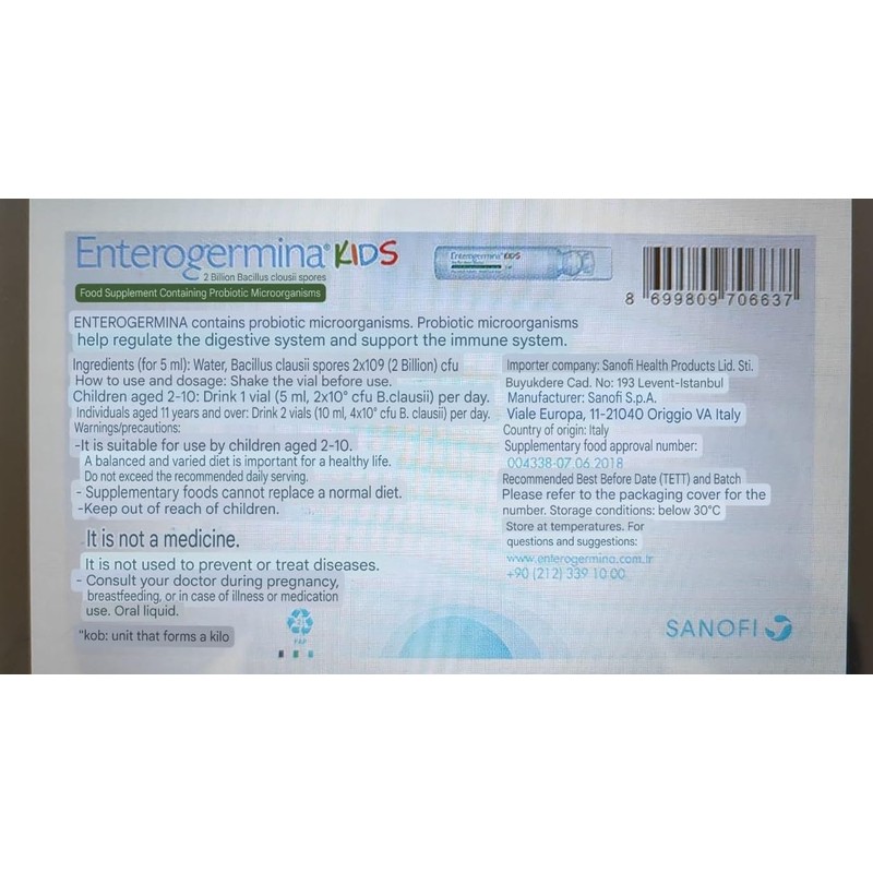 Enterogermina 2 Billion-20 Vials (2 Pack)