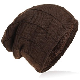 Miobo Beanie Lining, Warm, Fine Knit, Winter, Men & Women, Lattice Brown