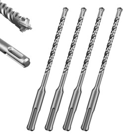 Dfuqanb Pack of 4 Masonry Drill Bits 6 mm, Sds Drill 6 mm x 160 mm Concrete Drill Masonry Drill, Precise and Fast Drilling in Concrete, for Drilling Holes in Stone, Concrete, Natural Stone and Brick