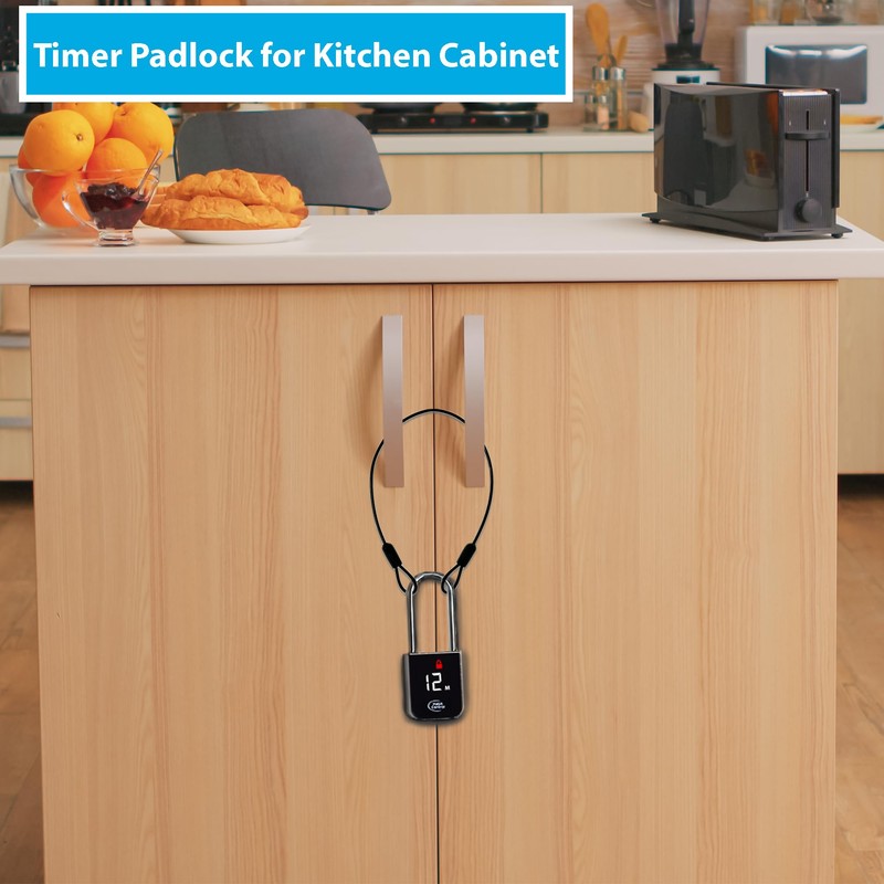 Habit Control Metal Timer Lock - Smart Padlock for Kitchen