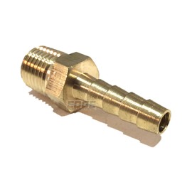 EDGE INDUSTRIAL 1/4" Hose ID to 1/4" Male NPT MNPT Straight Brass Fitting Fuel / AIR / Water / Oil / Gas / WOG (1 Qty)