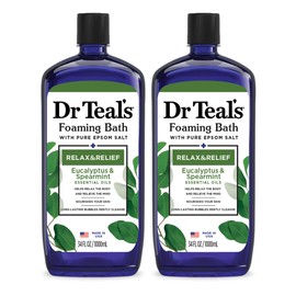 Dr Teal's Dr Teal's Foaming Bath with Pure Epsom Salt, Relax & Relief with Eucalyptus & Spearmint, 34 fl oz (Pack of 2)