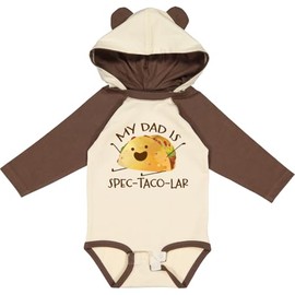 inktastic My Dad Is Absolutely Spec-Taco-Lar Long Sleeve Creeper 12 Months Natural & Brown W Ears 45556