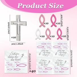 Napkins Fish Pink, Napkins Fish Pink, Pack of 40 Napkins Communion Christening Confirmation Decoration and 60 Pieces Wooden Fish Decoration, Table Decoration and Napkin Set for Christening