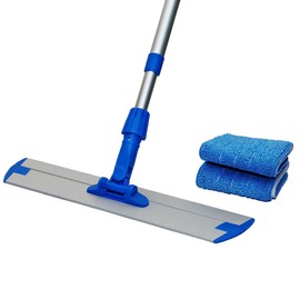 Mr. Towels Premium Microfiber Floor Mop + 2 Reusable 18" Washable Mop Pads. 360 Rotating Aluminum Extended Handle, Adjustable 33" - 60". The Perfect Solution as Tile, Laminate, Hardwood Floor Cleaner