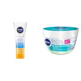 NIVEA SUN - Protector Solar Facial Control De Brillo (50 ml), FPS 50, Efecto Matificante Larga Duración,  Gel Facial Refrescante Cuidado Facial (200  
