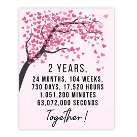 Stuff4 2nd Anniversary Poster Unframed - 2 Years 24 Months - Happy 2nd Wedding Anniversary Cute Gifts for Girlfriend Husband Companion Wife Partner Boyfriend, 8x10 Inch Anniversaries Posters