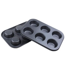 U-COOK Muffin Tin Quality Non Stick Trays 6 Hole Baking Pans. Deep Strong Durable Material 27cm x 8cm. Hole Measures 7cm x 2.5cm (3” x 1”).