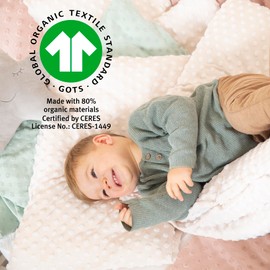 roba Frosty Almond Baby Blanket, 80 x 80 cm, Cuddly Blanket Made of Organic Cotton, GOTS & Oeko-Tex 100 Certified, Terry Dots Motif, Beige