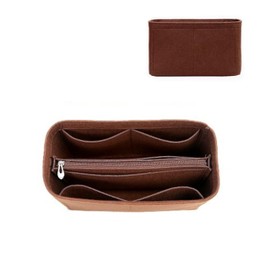 Mausouca Felt Purse Organizer with Zipped, Bag Organiser Insert for Women,Perfect for carrycall Neverfull Tote (Coffee, small)