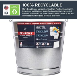 Behrens 1214GS Galvanized Steel Utility Pail, 14-Quart