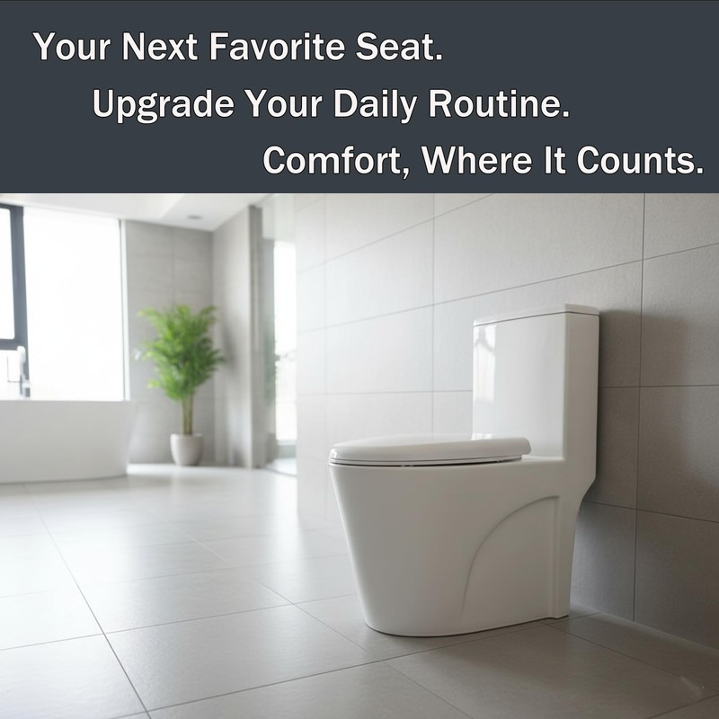 MinSha V-Shape Toilet Seat Soft Close Elongated, Matte White Easy