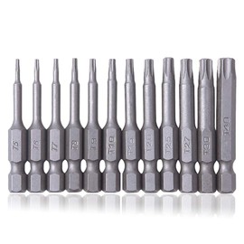 Saiper 12 Pieces 1/4 Inch Hex Shank Torx Security Head Screw Driver Bit Magnetic Tamper Proof Star S2 Steel Screwdriver Set Bits T5-T40, 50mm/2 Inch Long