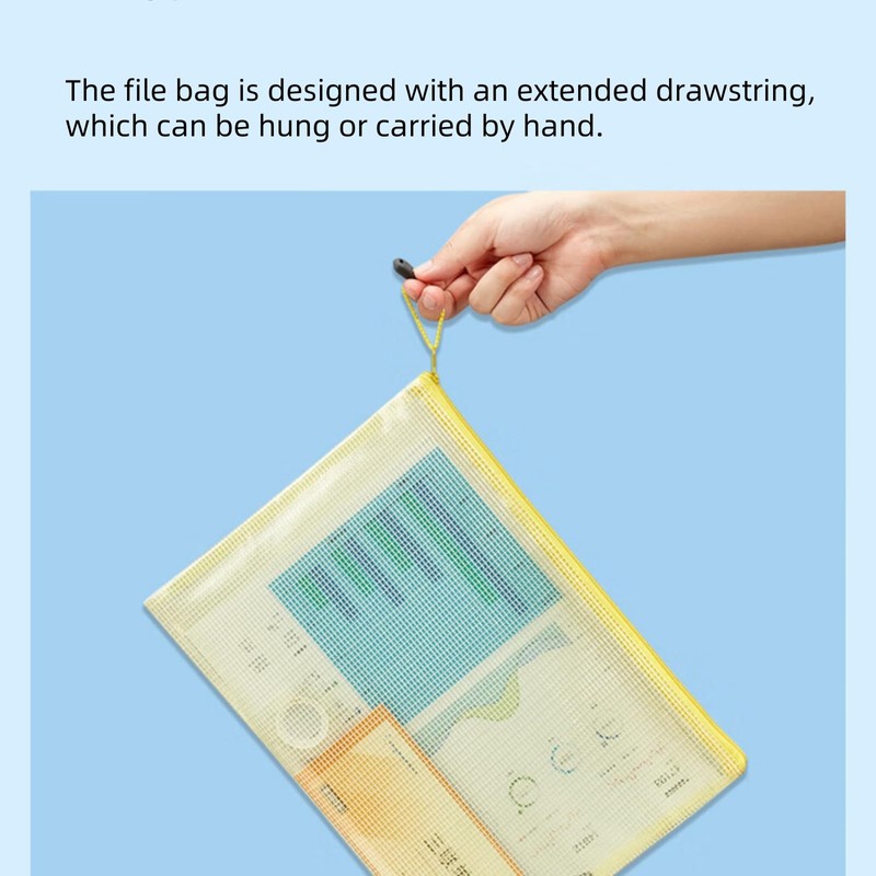 Plastic Wallets File Folder A4 Zip Lock Bags Mesh Document