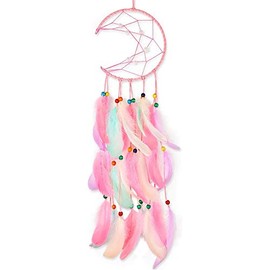 SO CAL PRO Dream Catcher Feather Pendant Wall Hanging for Car Home Girls Kids Nursery Mobile Bedroom Decoration Decor Many Styles and Colors to Choose from (Moon)
