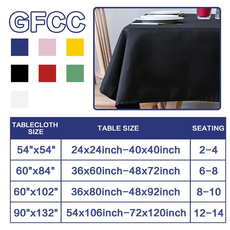 GFCC, 2 manteles rectangulares negros – Mantel rectangular de poliéster
