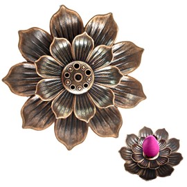 AMASSIVEROCK Cone Incense Holder Lotus Incense Holder Brass Incense Holder Ash Catcher Cones Incense Burner Waterfall Backflow Incense Burner Incense Holder for Sticks Meditation Yoga Decor Home 1