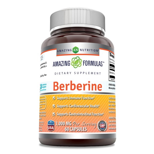 Amazing Formulas Berberine 1000mg Per Serving 60 Capsules Supplement |