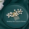 Aukmla Rhinestone Bride Wedding Hair Comb Gold Bridal Hair Piece