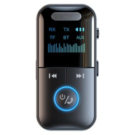 docooler GT69 BT Wireless Audio Receiver + Transmitter, 2 in 1 Audio Adapter, Support TF Card Playback, Support 3.5mm Audio, Real-time Display of Usage Status, 10M Hassle Free Transmission