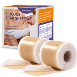 Silicone Scar Sheets (1.6" X 120" Roll), Medical Grade Silicone Scar Tape, Soft Silicone Scar Patches for Surgical Scars, C Section, Keloid, Tummy Tuck, Burn, 2 Pack