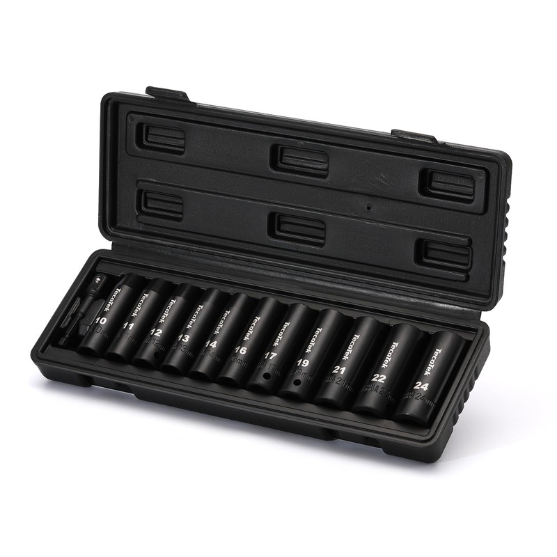 TecoTek 12 Pieces 1/2-Inch Drive Deep 12-Point Metric Impact Socket