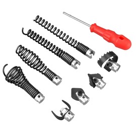 9-Piece Drain Snake Attachment Kit for Heavy-Duty Cables — Professional-Grade Tools for Experts & DIYers. Compatible with K-400,C-4,C-6,C-7,C-8,and C-9 Models. Includes 4 Cutters and 4 Spirals.