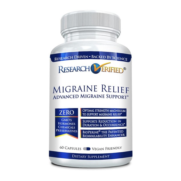 Research Verified Migraine Relief - Dual Action Supplement - Reduce Severity and Duration, Balance Hormones - with Ginger and Ginko Biloba- 60 Capsules - 60 Capsules - 1 Month Supply
