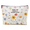 DHKG Inspirational Makeup Bag Floral Positive Affirmations Cosmetic Bag Motivational