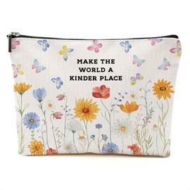 DHKG Inspirational Makeup Bag Floral Positive Affirmations Cosmetic Bag Motivational Gifts for Women Girls Friend Niece Daughter Travel Organizer Zipper Pouch Graduation Birthday Friendship Gifts
