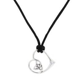 Jewelry Trends Celtic Trinity Knot Heart Sterling Silver Pendant Necklace Adjustable Nylon Cord