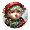 CafePress Green Eyed Christmas Elf 5.5" Round Car Magnet Magnetic