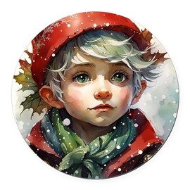 CafePress Green Eyed Christmas Elf 5.5" Round Car Magnet Magnetic Bumper Display
