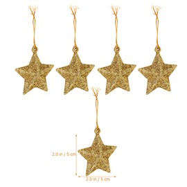 DEARMAMY 24pcs Christmas Tree Christmas Star Ornaments Gold Glitter Star Ornament Pentagram Christmas Hanging Pendant