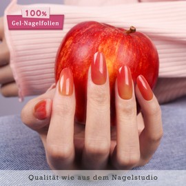 DANNI & TONI Halb ausgehärtete Gel Nagelfolien (Apple Veil) Apfelrot Nagelset uv Gel Nagelfolie Nagelsticker Nageldesign Selbstklebend Wraps 28 Aufkleber