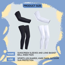 2 Pairs Leg Sleeve Arm Sleeve, Compression Full Length Leg Sleeves UV Sun Protection Cooling Arm Cover for Women Men, Arm Leg Protection Sports Cycling Golfing Cycling Running Driving Basketball