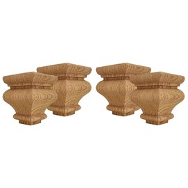 Highland Manor Wood Products Square Cypress Bun Foot - 3" Tall x 2 1/2" Wide (Oak) (Set of 4)